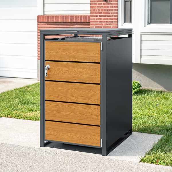 SoBuy Metal skab til affald udendørs, grå, 69.3×80×116.3 cm, OGS63-N