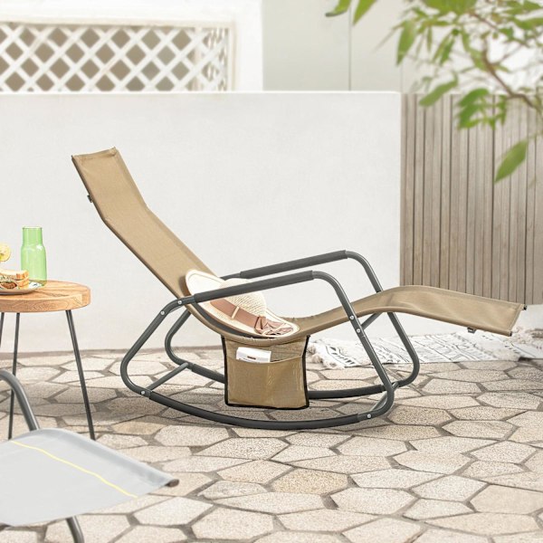 SoBuy Gyngestol Liggestol Havestole Relaxstol OGS47-KA Brown