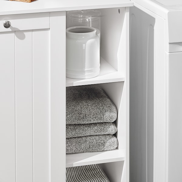 SoBuy kylpyhuone kaappi Pyykkikaappi pyykkikorin kanssa BZR105-W White Laundry cabinet