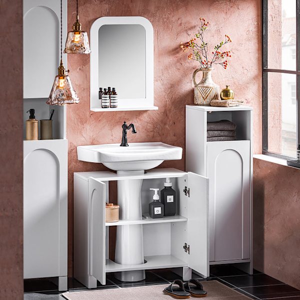 SoBuy kylpyhuone kaappi Allaskaappi 2 ovea BZR164-W Under sink cabinet