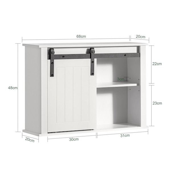 SoBuy Vægskab badeværelse Skab badeværelseskab BZR71-W Wall cabinet