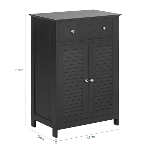 SoBuy Badeværelsesskab med jalousilåger og skuffe, FRG238-DG Gray base cabinet
