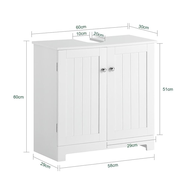 SoBuy Allaskaappi 2 ovea Allaskaluste kylpyhuone kaappi BZR18-W White Sink cabinet(on wall)