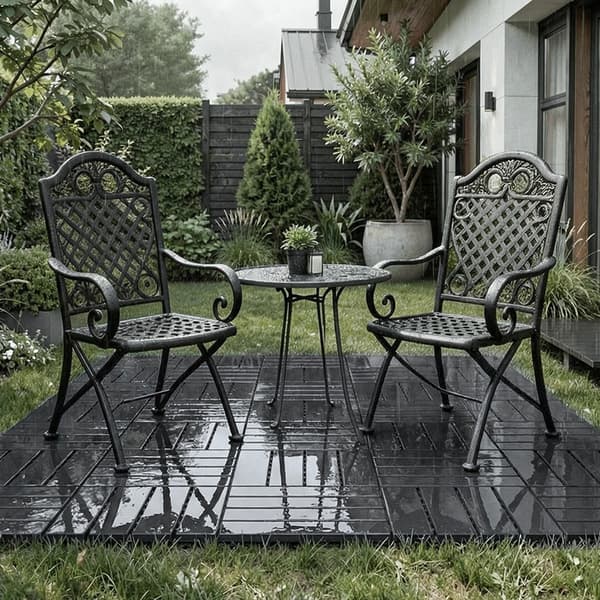 SoBuy plastikdækfliser til udendørs med drenagesystem, sort, 30.5×30.5×2 cm, SDA15-HG