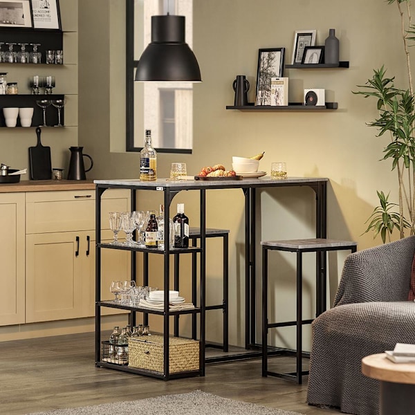 SoBuy Baaripöytä ja 2 baarijakkaraa Keittiön pöytä OGT43-HG Gray