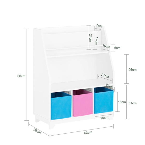 SoBuy Børne bogreol med kurve og hylder bogreol KMB34-F rose/blue
