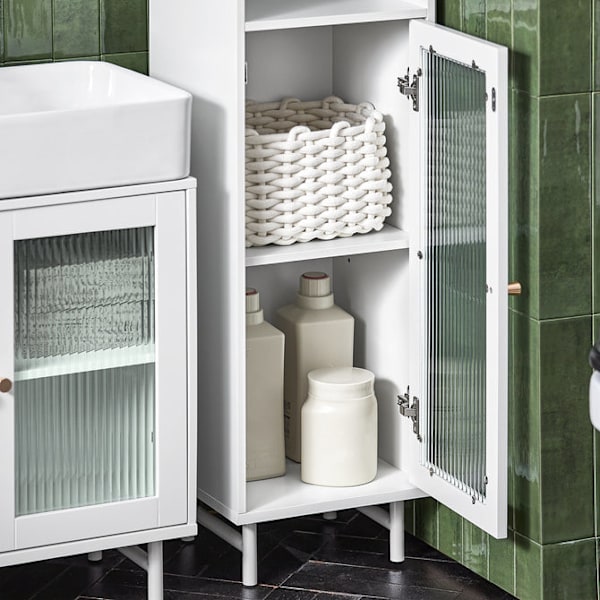 SoBuy Pyykkikaappi Kylpyhuone kaappi Korkea kaappi BZR118-W White High cabinet