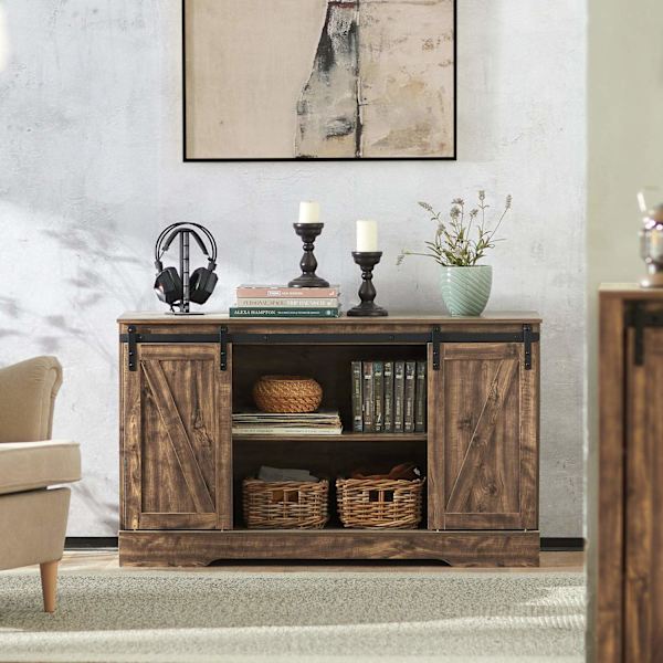 SoBuy konsolbord Skænk med skydedøre FSB60-N Brown Cabinet with 2 doors