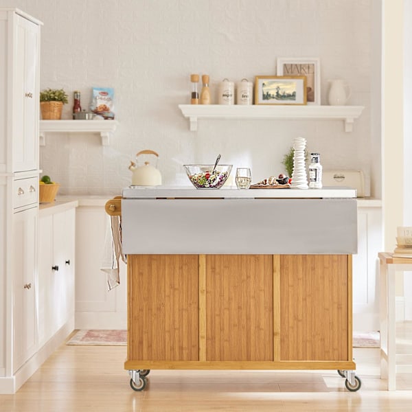 SoBuy Tarjoiluvaunu Keittiösaareke Pyörällinen FKW69-N Brown