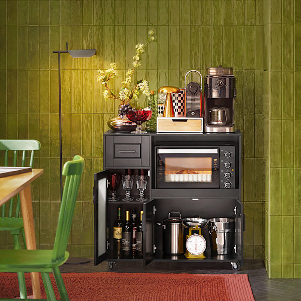 SoBuy Kökshylla Mikrovågsskåp Köksskåp Sideboard FSB78-SCH Black