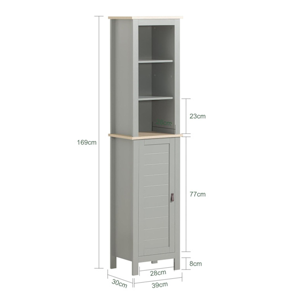 SoBuy Højskab Højt stel hylder Højskab Badeværelsesskab BZR68-HG High cabinet
