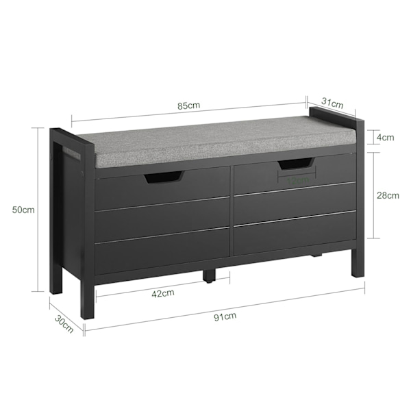SoBuy Säilytyspenkki Kenkähylly Kenkäkaappi FSR63-SCH Black