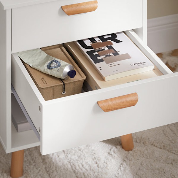 SoBuy Nattduksbord 2 lådor Soffbord Sidobord Sängbord FBT125-W