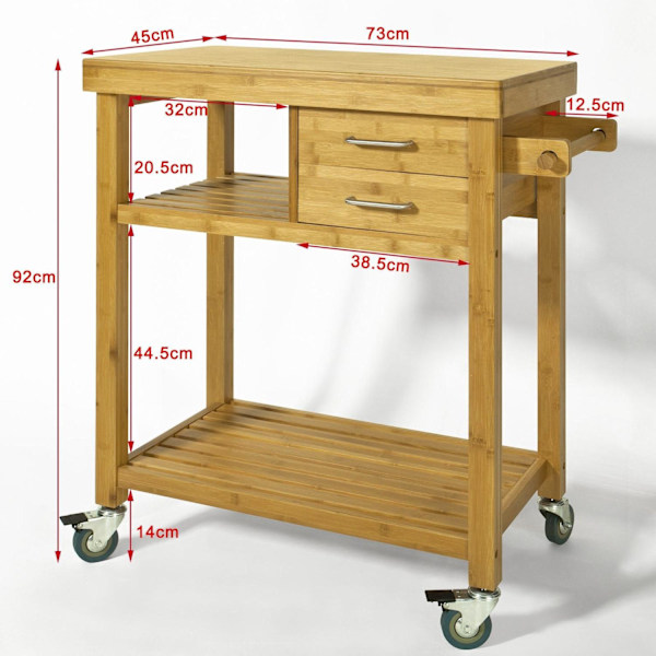 SoBuy köksö på hjul Sideboard Arbetsbord matsal och Kök FKW26-N