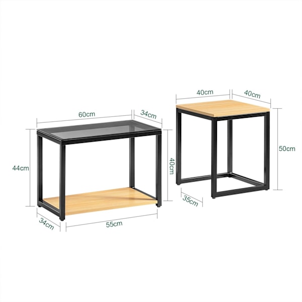 SoBuy,Sofaborde 2 stk / indskudsborde, FBT35-SCH Black