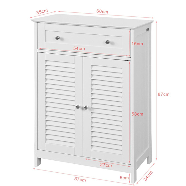 SoBuyBadeværelsesskab med jalousilåger og skuffe, FRG238-W White Wall cabinet