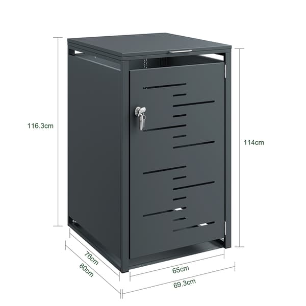 SoBuy Skab til affaldsbeholder med lås, mørkegrå, 76x65x114 cm, OGS63-DG
