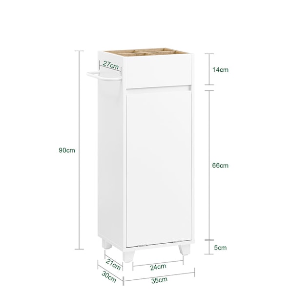 SoBuy Badrumsskåp med tvättkorg Förvaringsmöbel BZR159-W White Base cabinet with laundry basket