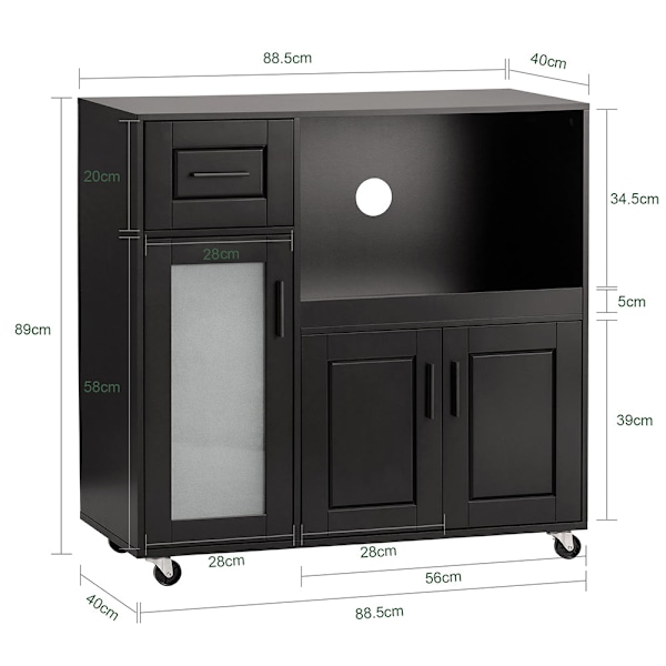 SoBuy Kökshylla Mikrovågsskåp Köksskåp Sideboard FSB78-SCH Black