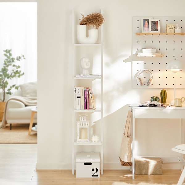 SoBuy kapea Kirjahylly Kulmahylly ja vitriinit 4 hyllyä FRG15-W Vit 4 hyllor