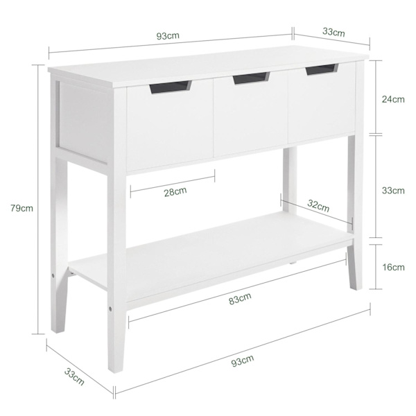 SoBuy Avlastningsbord, Vitrinskåp, Hallmöbler, Skänk, FSB51-W White