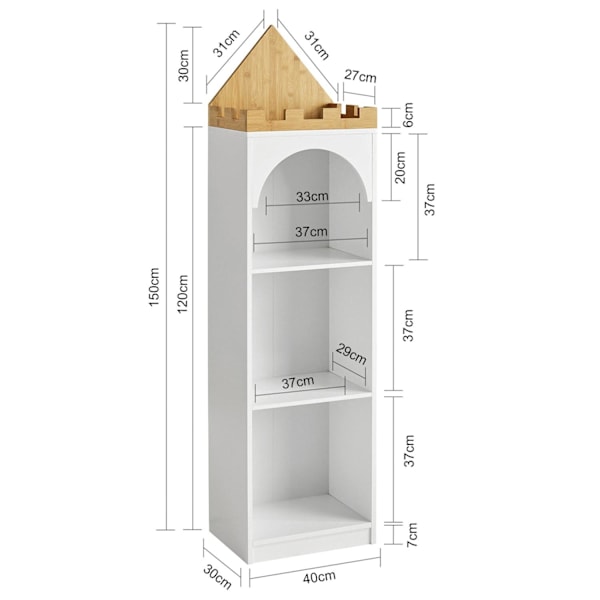 SoBuy Barnhylla, Leksaksförvaring, Barnrum,KMB42-W L40*B30*A150cm