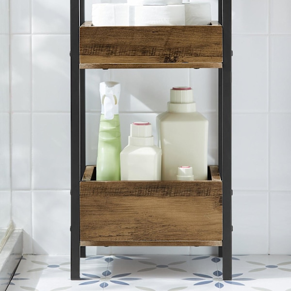 SoBuy Badrumshylla med 3 hyllor, Hörnhylla, FRG226-F brown