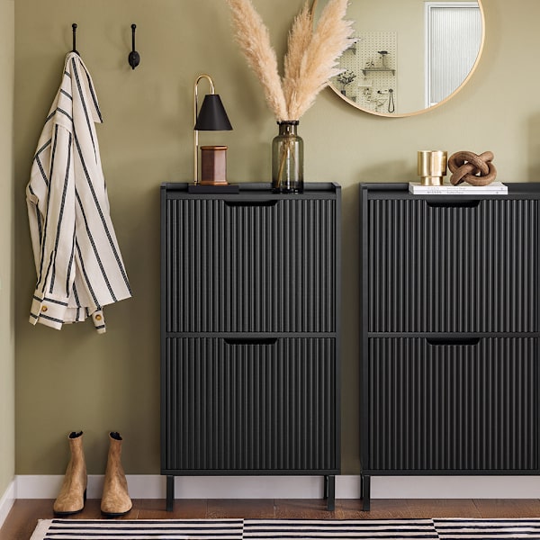 SoBuy Skoskåp med 2 fack Skohylla Skoförvaring FSR177-SCH Black 50*19*90CM