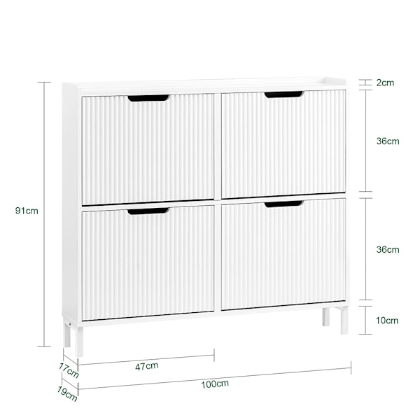 SoBuy Kenkäkaappi kenkäteline sisäänkäyntiin FSR177-L-W White 100*19*91CM