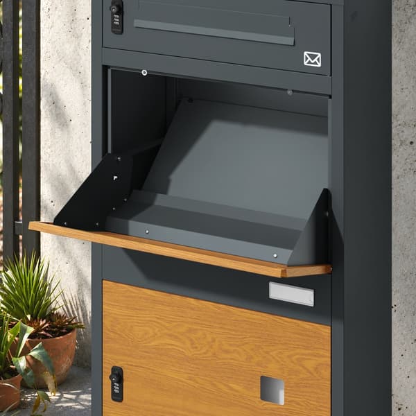 SoBuy Udendørs pakkeboks med kode, Mørkegrå, 55×41.3×112 cm, OGS67-N