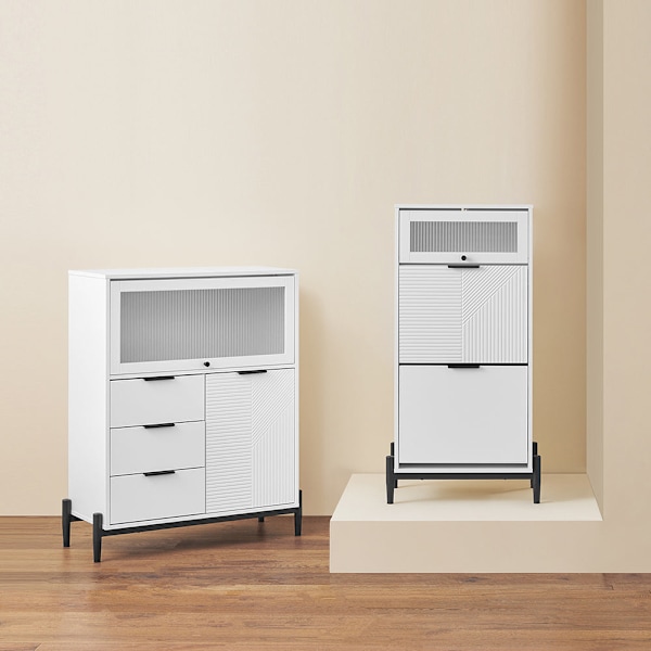 SoBuy Senkki Pöytäkaappi Vitriinikaappi Kenkäkaappi FSB94-W 86*40*108cm