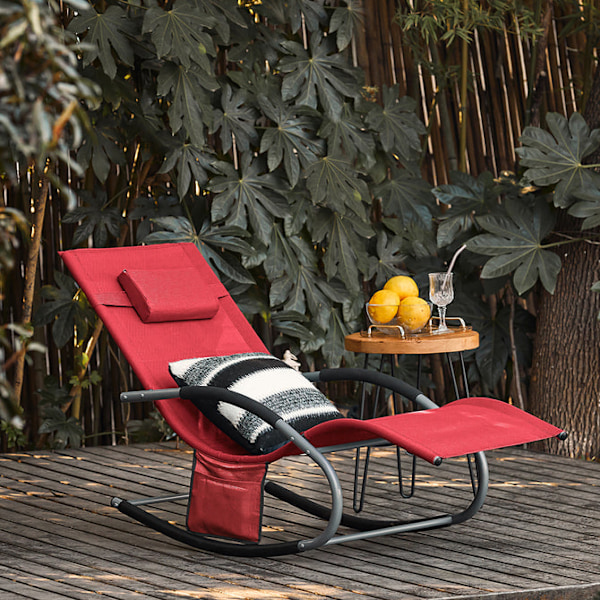 SoBuy Solseng Gyngestole med nakkestøtte Relaxstol OGS28-R Red 1 Piece