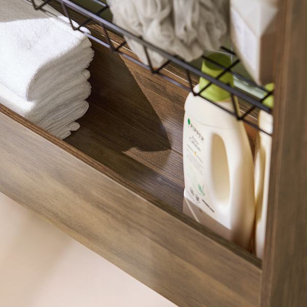 SoBuy Badrumsskåp,Skåp för tvättmaskin,Hylla med hjul,BZR46-N Wood