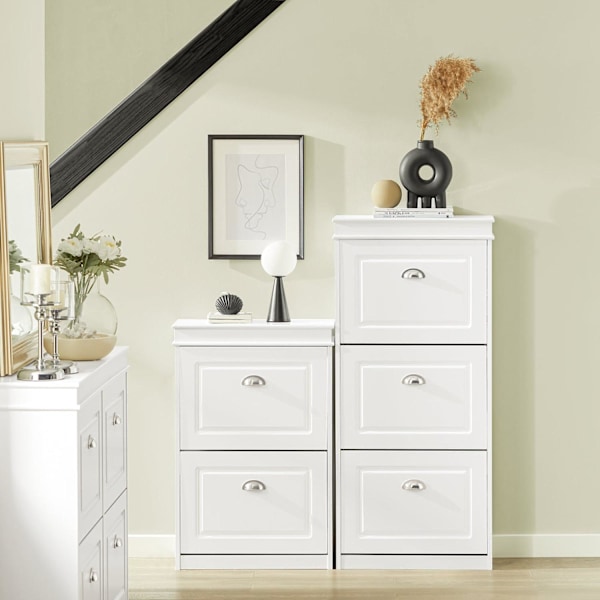 SoBuy Smalt skoskåp med fack Skohylla hög Hallmöbler vit FSR94-W White L53*B24*H117cm
