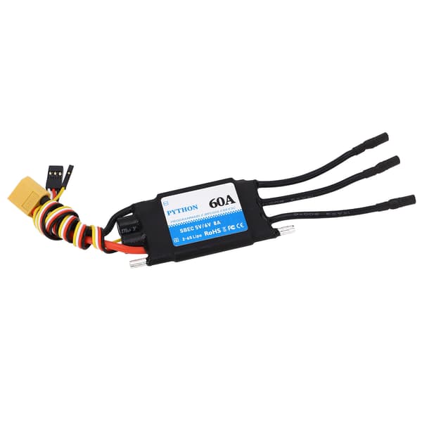 Vedenpitävä RC-sähkönopeudensäädin 60A venemalliin 5V 6V 8A Musta