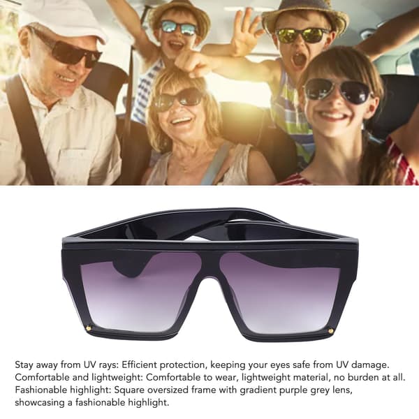 Stora rektangulära fyrkantiga solglasögon, svarta, lätta PC, gradient, utomhus, resor, strand