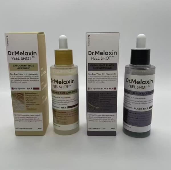 Dr. Melaxin Rice Softening Essence 80ml - Lysner, udjævner pletter og eksfolierer (Sort Ris/Hvid Ris) Black rice + white rice