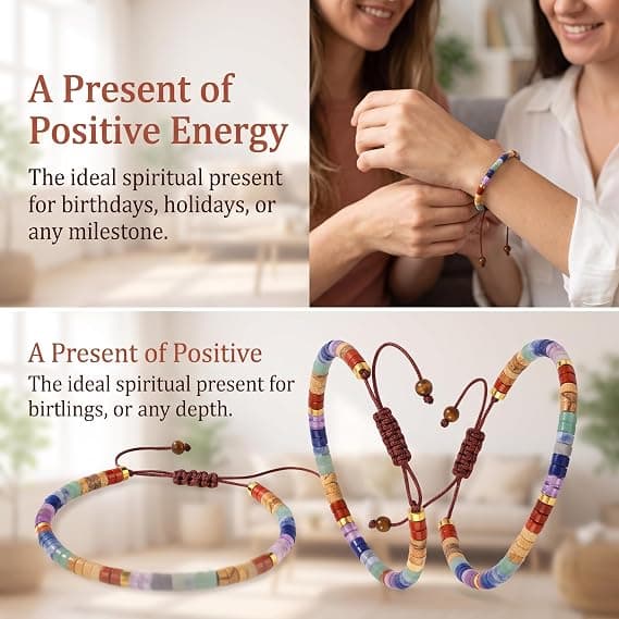 Chakra Healing Armbånd til Kvinder, 7 Chakra Krystaller & Sten Meditationsarmbånd mod Angst Re.