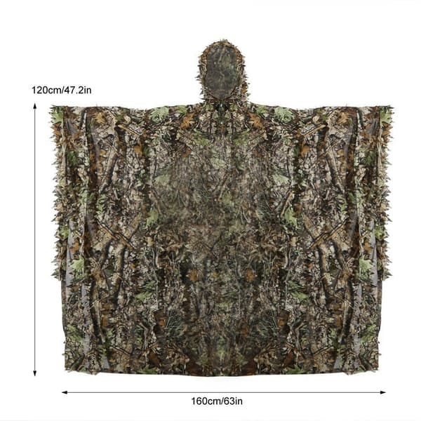 3D Camouflage Vandtæt Regnponcho med hætte til camping, vandreture, voksne og børn