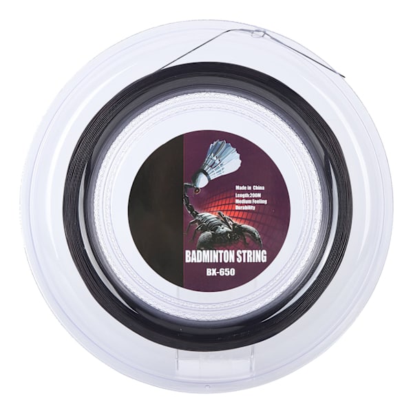 Badminton Racket String 200m Nylon 0.72mm BX650 Svart for Trening