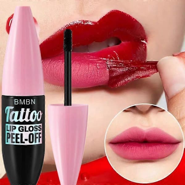 Set med 4 peel-off läppglans med tatueringseffekt och läppenna