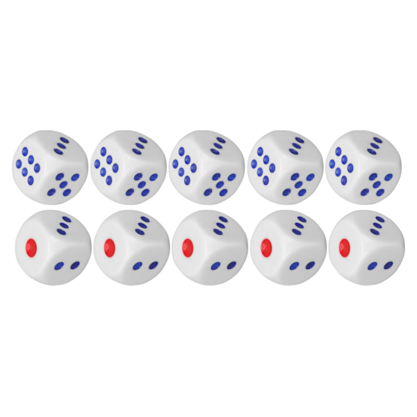10 standard hvite 6-sidede terninger, trygge, vanntette, holdbare, bærbare for underholdning