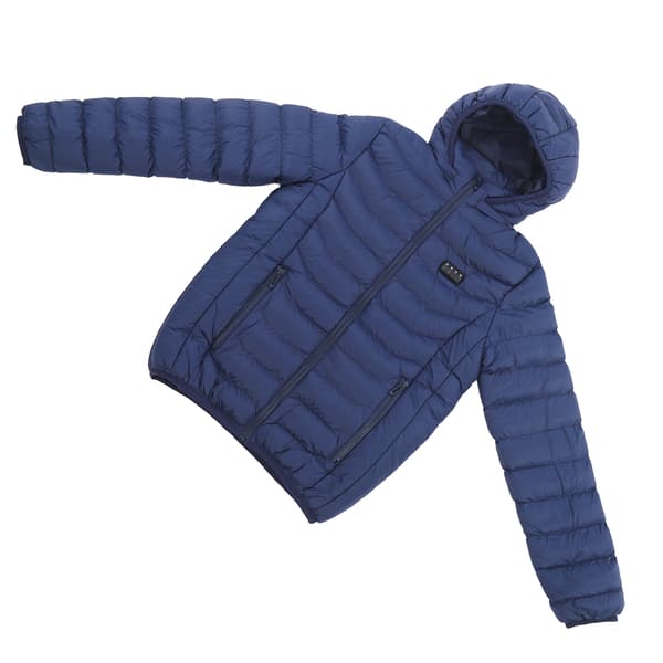 19-soners oppvarmet jakke med hette, smart, for menn og kvinner, blå, medium, ski, camping