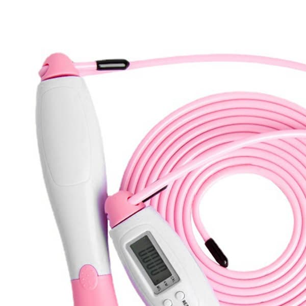 Trådløst digitalt hoppetau med elektronisk teller/timer for trening - Rosa