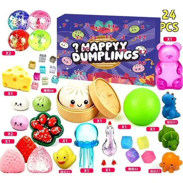 2026 Ny Squishy Bao Bun Adventskalender, 24-dagers Nedtelling Blindboks, Myk Stresslindrende Le...