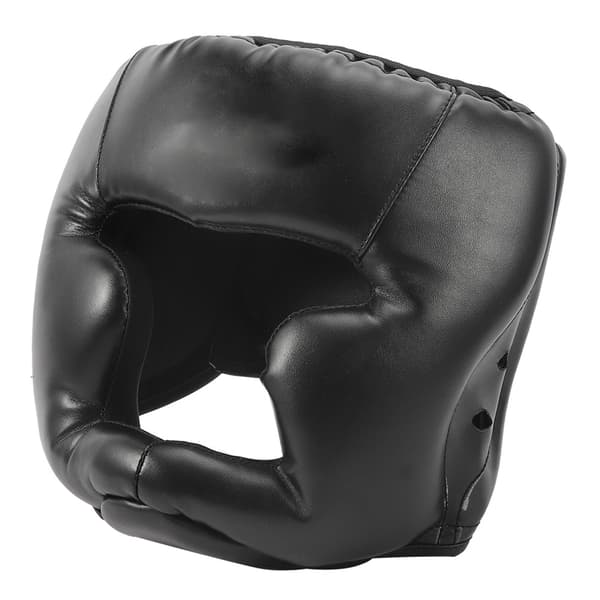 Svart hodebeskyttelseshjelm for boksing/Muay Thai, voksen/barn, med støtabsorberende skum