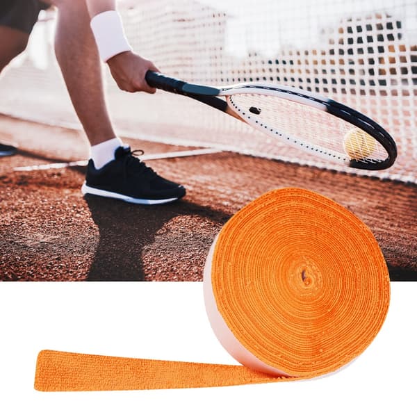 Halkfri, svettabsorberande badminton- och tennisracketlindning, 10m, orange.