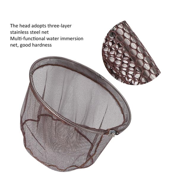 Bærbar foldbar hurtigtørrende fiskenet hoved, rustfrit stål, 40 cm, fisketilbehør