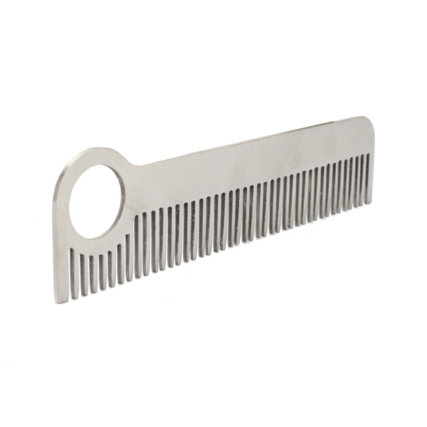 Minimalist gravert kam i rustfritt stål for hår og bart, bærbar, 14 cm