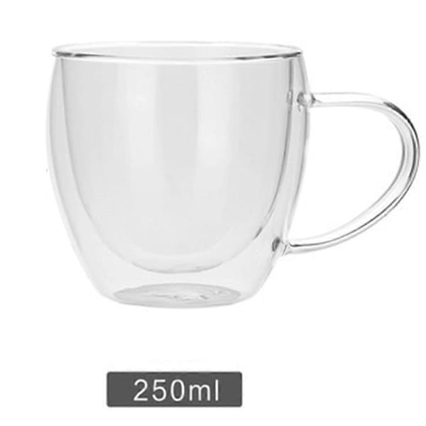 Dobbeltvegget tekopp i glass, klar kopp for kaffe/melk/vann, 250 ml